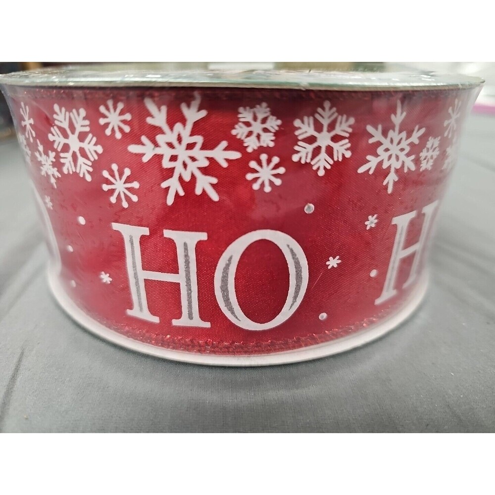 Members Mark Wired Ribbon Christmas Red White Ho 2.5 in X 50 yards Crafts
